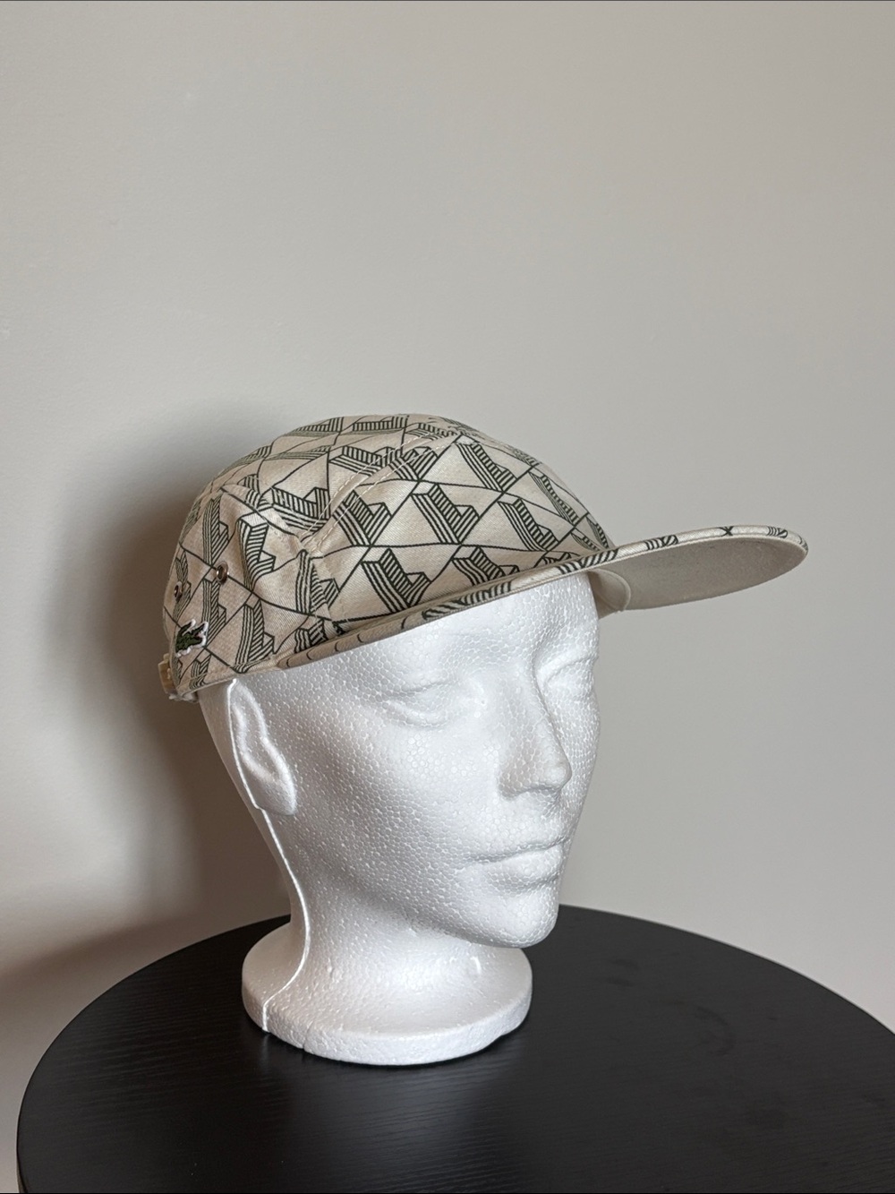 Unisex Girolle Lacoste L!VE Monogram Cotton Cap White & Green .
